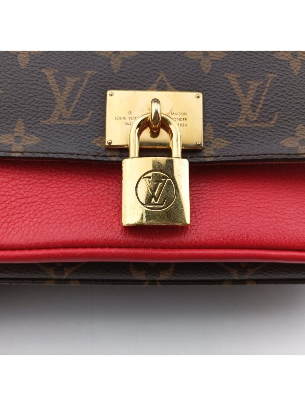 Louis Vuitton Marignan Monogram Brown Coquelicot Canvas Calfskin Shoulder Bag - Picture 12 of 16